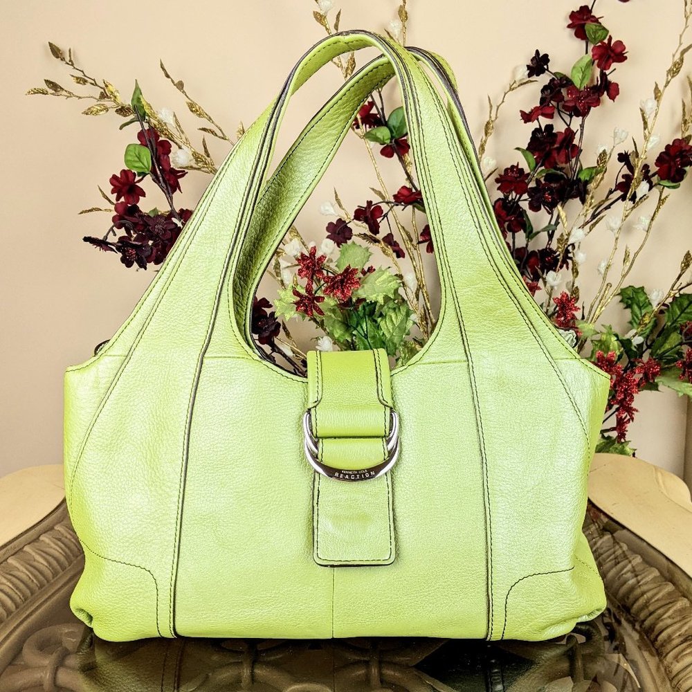 Kenneth Cole Reaction Lime Green Leather Tote Bag